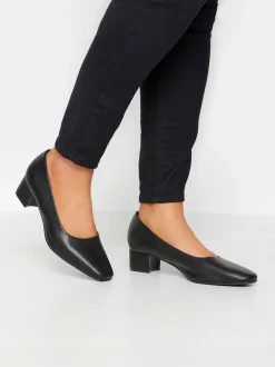 Yours Curve - Imitatieleren pumps met blokhak in extra wijde EEE-pasvorm