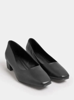 Yours Curve - Imitatieleren pumps met blokhak in extra wijde EEE-pasvorm