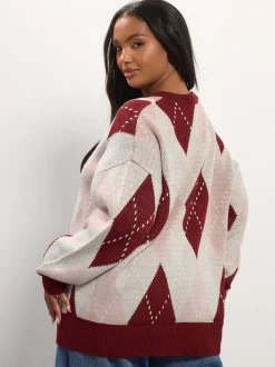 Yours Curve Argyle Jumper