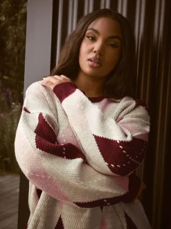 Yours Curve Argyle Jumper
