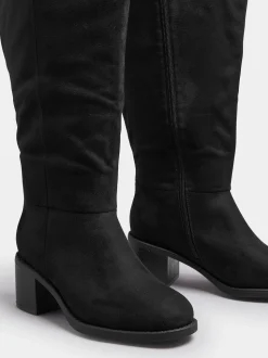 Yours Curve Block Heel Knee High Boots