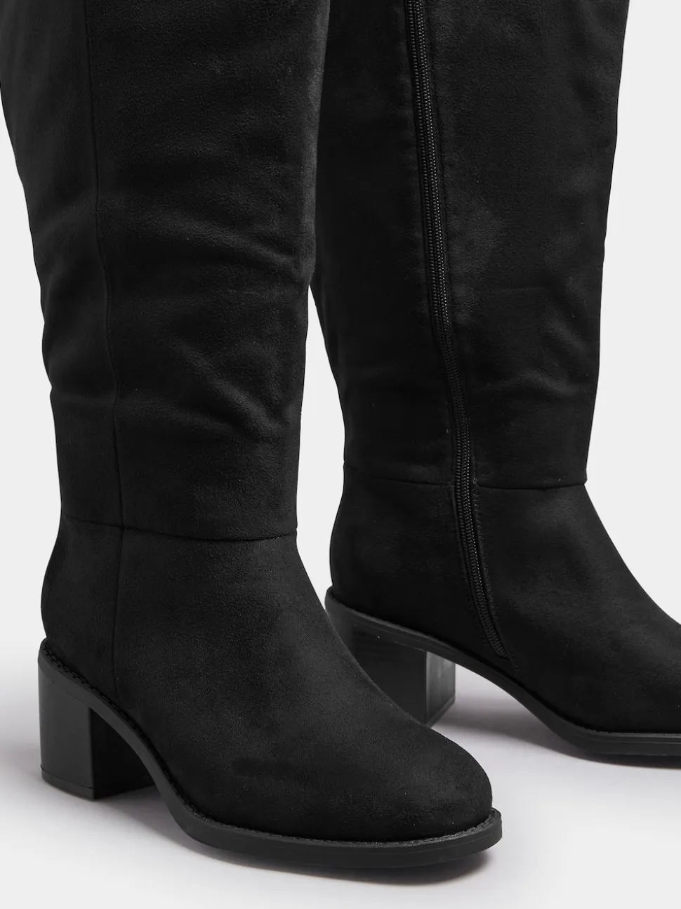 Yours Curve Block Heel Knee High Boots