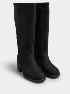 Yours Curve Block Heel Knee High Boots