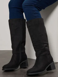 Yours Curve Block Heel Knee High Boots