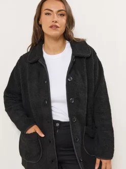Yours Curve Button Front Teddy Fleece