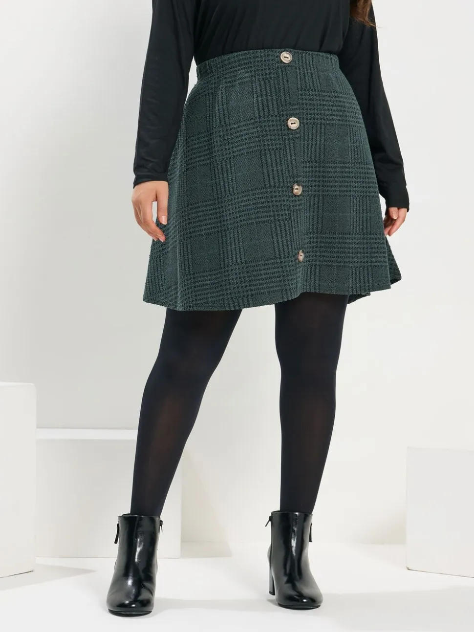 Yours Curve Button Front Skirt