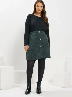 Yours Curve Button Front Skirt