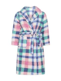 Yours Curve Check Borg Shawl Robe