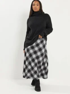 Yours Curve Check Maxi Skirt