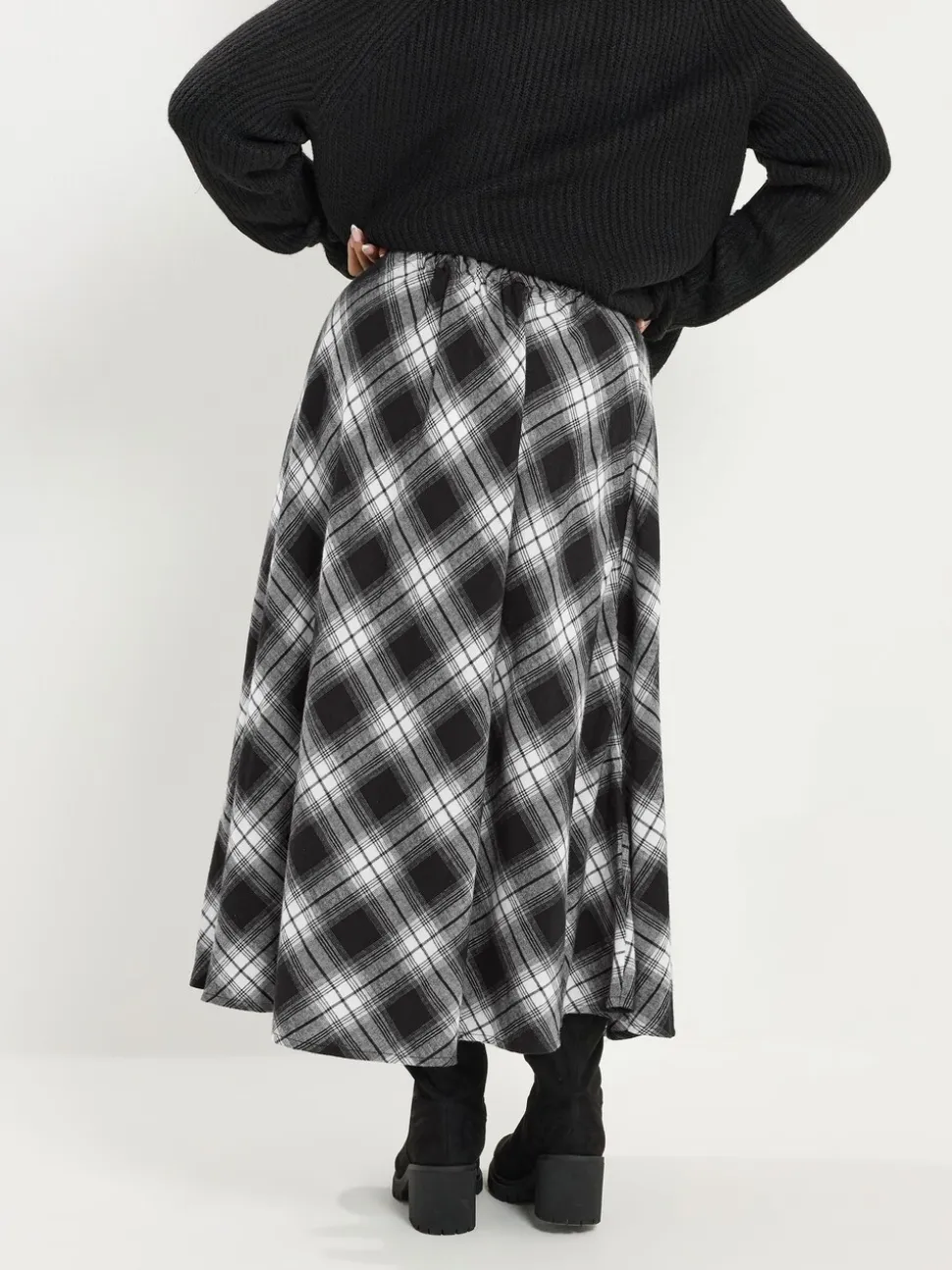 Yours Curve Check Maxi Skirt