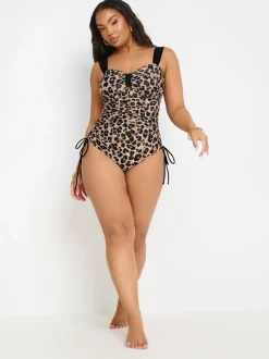 Yours Curve Contrast Band Luipaard Print Zwempak