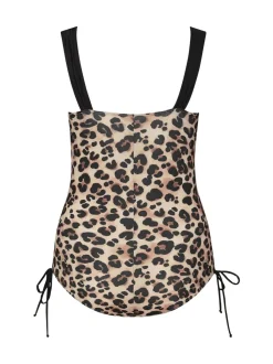 Yours Curve Contrast Band Luipaard Print Zwempak
