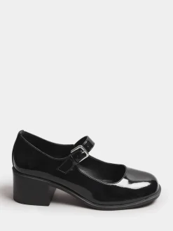 Yours Curve extra wijde pasvorm lakleren Mary Jane-schoenen met middenblokhak