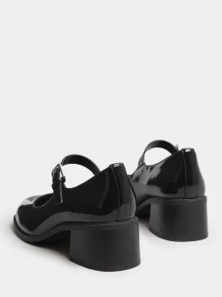 Yours Curve extra wijde pasvorm lakleren Mary Jane-schoenen met middenblokhak
