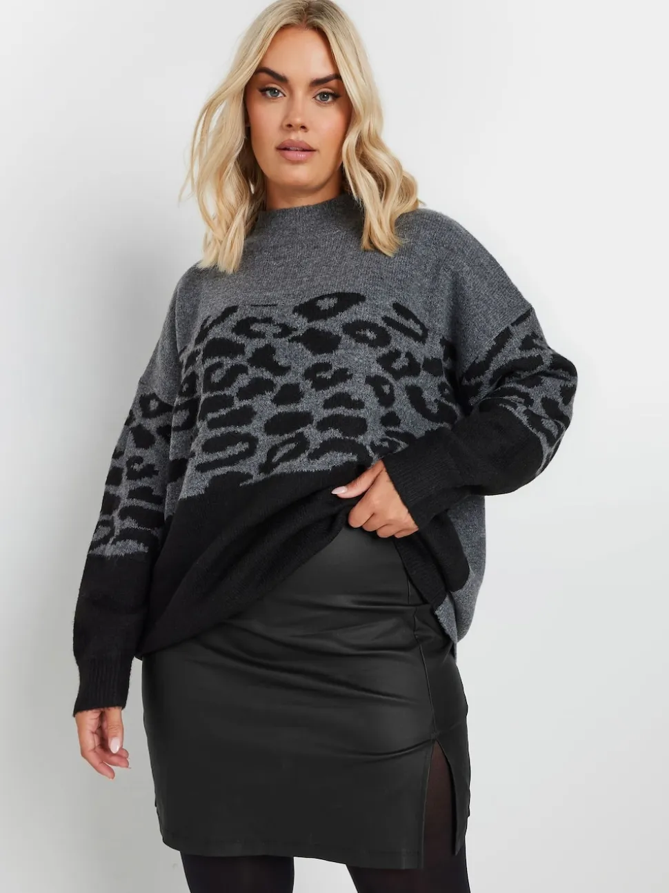 Yours Curve gecoate minirok met split