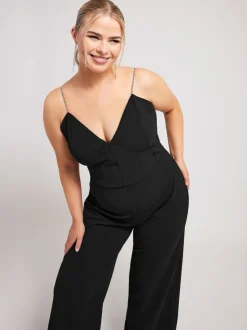 Yours Curve LONDON Diamante Corset Jumpsuit