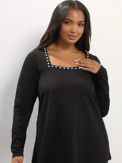 Yours Curve Long Sleeve Square Neck Swing Top