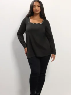 Yours Curve Long Sleeve Square Neck Swing Top