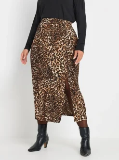 Yours Curve luipaardprint gestructureerde rok
