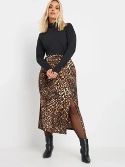 Yours Curve luipaardprint gestructureerde rok