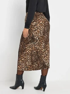 Yours Curve luipaardprint gestructureerde rok
