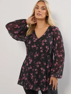 Yours Curve Mesh A Line Balloon Blouse
