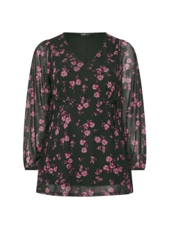 Yours Curve Mesh A Line Balloon Blouse