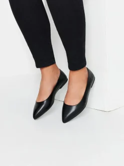 Yours Curve platte schoenen van imitatieleer met puntige neus en extra wijde pasvorm