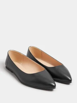 Yours Curve platte schoenen van imitatieleer met puntige neus en extra wijde pasvorm