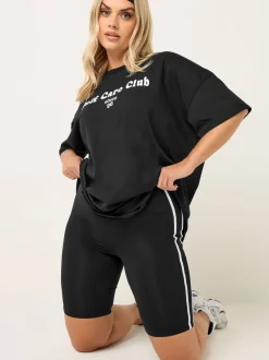 Yours Curve Side Stripe Shorts