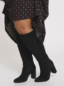 Yours Curve Wide Fit Heeled Micro Knee High Boots