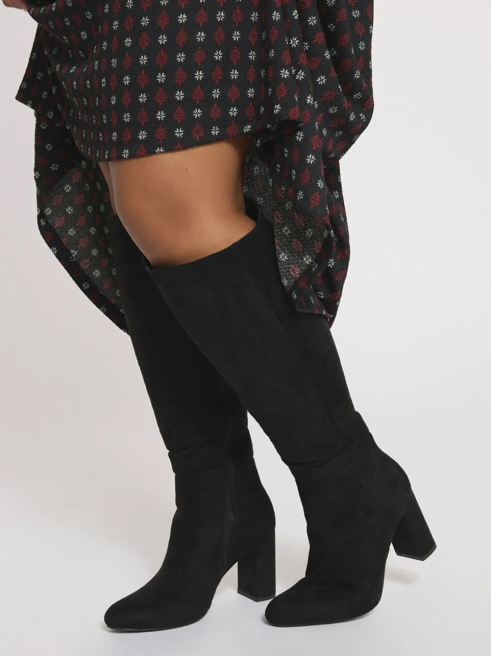 Yours Curve Wide Fit Heeled Micro Knee High Boots