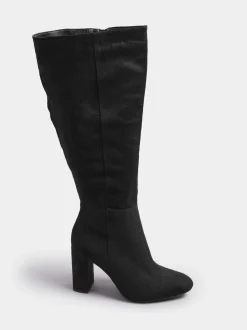 Yours Curve Wide Fit Heeled Micro Knee High Boots