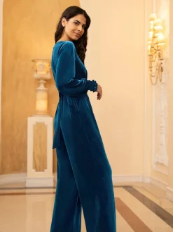 Yumi - Fluwelen jumpsuit met lange mouwen