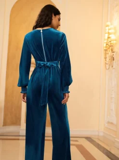 Yumi - Fluwelen jumpsuit met lange mouwen