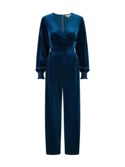 Yumi - Fluwelen jumpsuit met lange mouwen