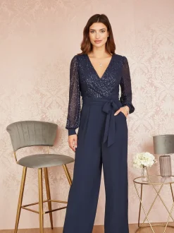Yumi - Jumpsuit met lovertjes en lange mouwen
