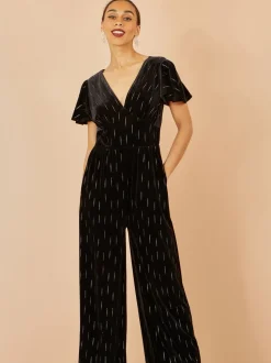 Yumi Foil Print Velvet Jumpsuit