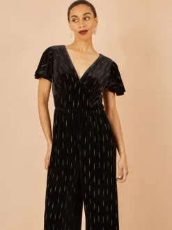 Yumi Foil Print Velvet Jumpsuit