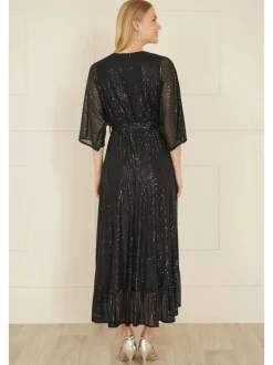 Yumi Midi wikkeljurk met kimono en pailletten