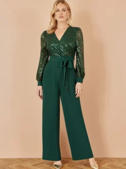 Yumi Sequin Wrap Over Jumpsuit
