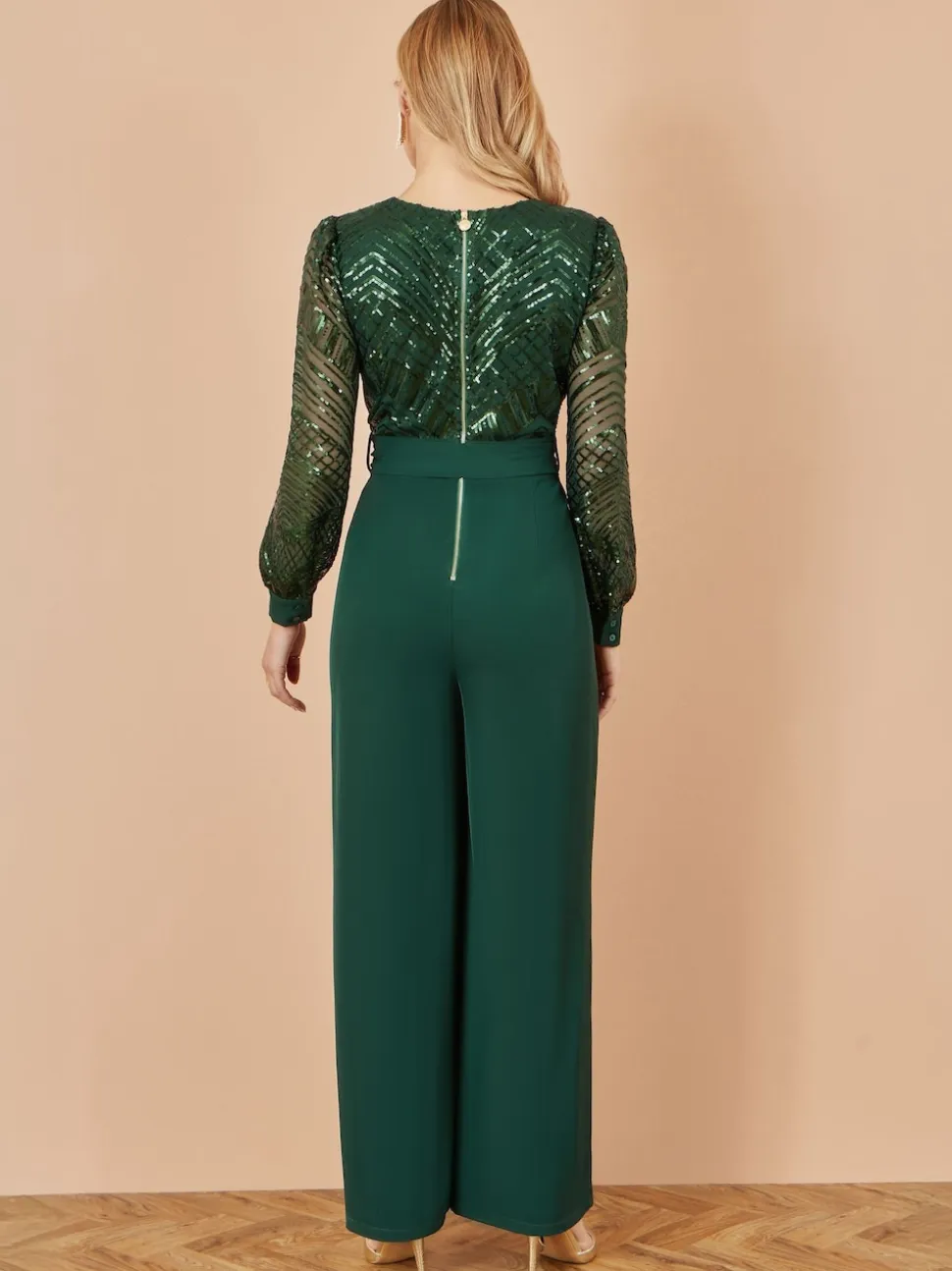 Yumi Sequin Wrap Over Jumpsuit