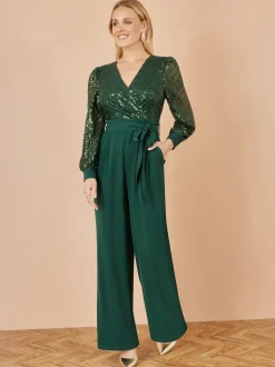 Yumi Sequin Wrap Over Jumpsuit