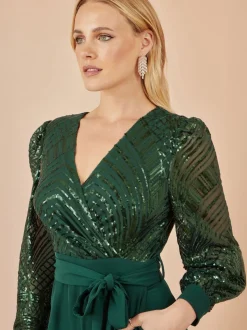 Yumi Sequin Wrap Over Jumpsuit