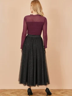 Yumi Sparkle Mesh Tulle Skirt With Satin Bow