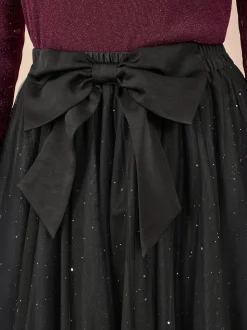 Yumi Sparkle Mesh Tulle Skirt With Satin Bow