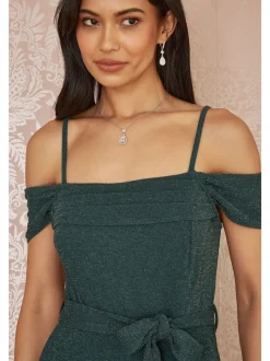 Yumi stretchy Bardot-jumpsuit met glitters