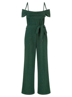 Yumi stretchy Bardot-jumpsuit met glitters
