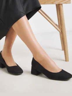Zacht zwart - Heavenly Soles By JD Williams Low Block Heels Court Shoes