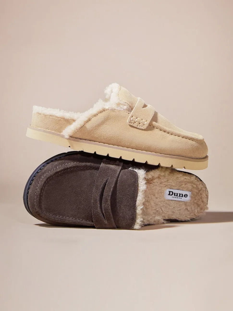 Zand - Dune London Goldy Lined Backless Loafers